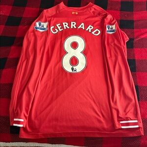Liverpool #8 Steven Gerrard 2013-14 Warrior Long Sleeve Home Jersey